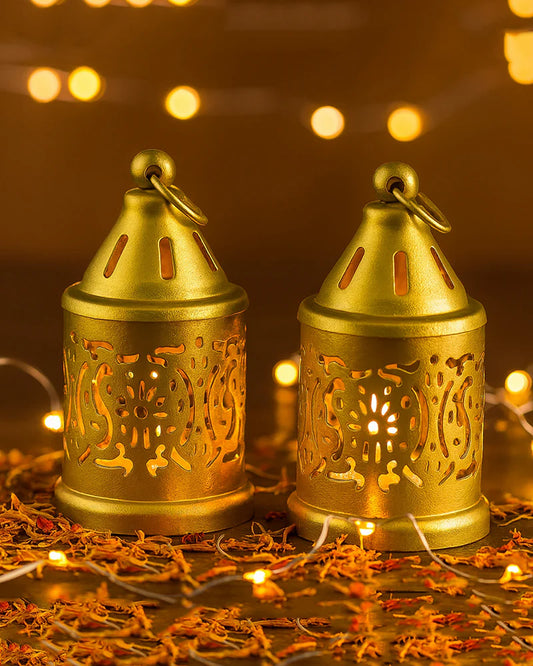 Set of 2 Decorative Candle Holders for Tealights, Perfect for Home and Diwali Decoration