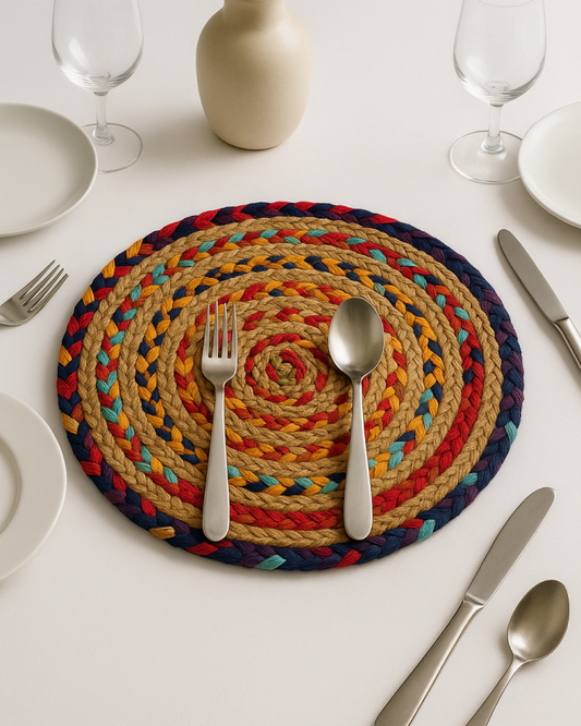 Set of 3 Jute Placemat for Rustic and Boho Table Settings