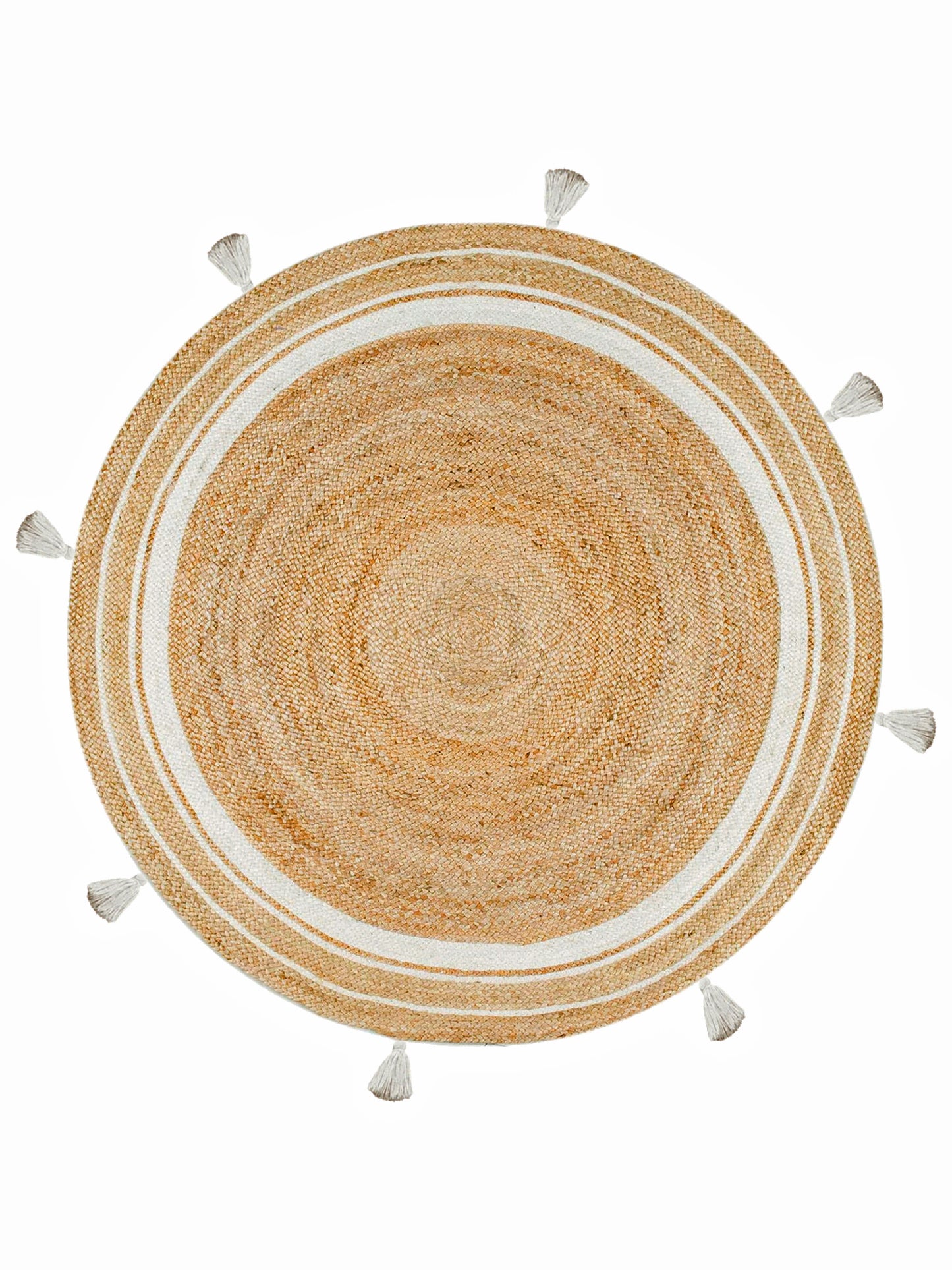 Beige Pom Pom Jute Indoor & Outdoor Rug