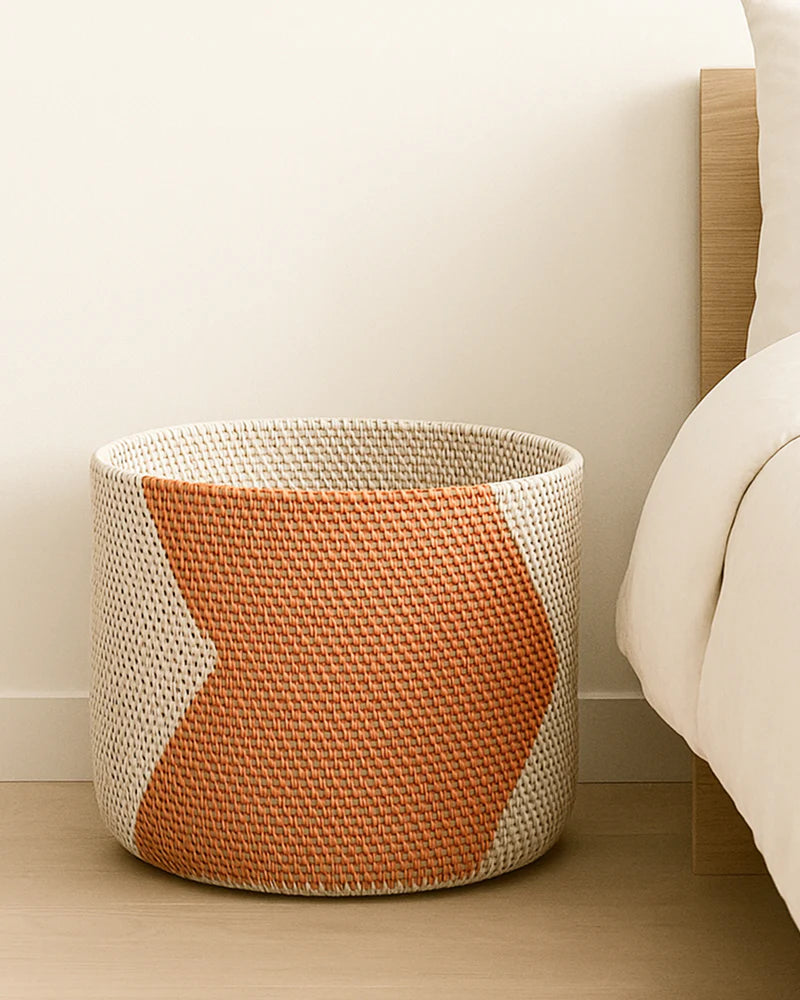 Handwoven Rattan Basket for Laundry and Everyday Storage