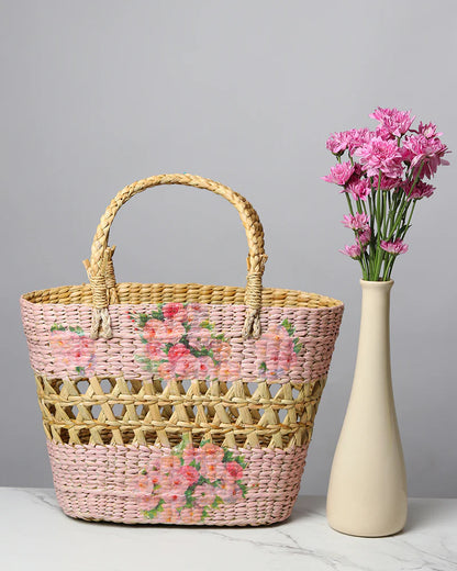 Natural Seagrass Market Basket & Tote Bag