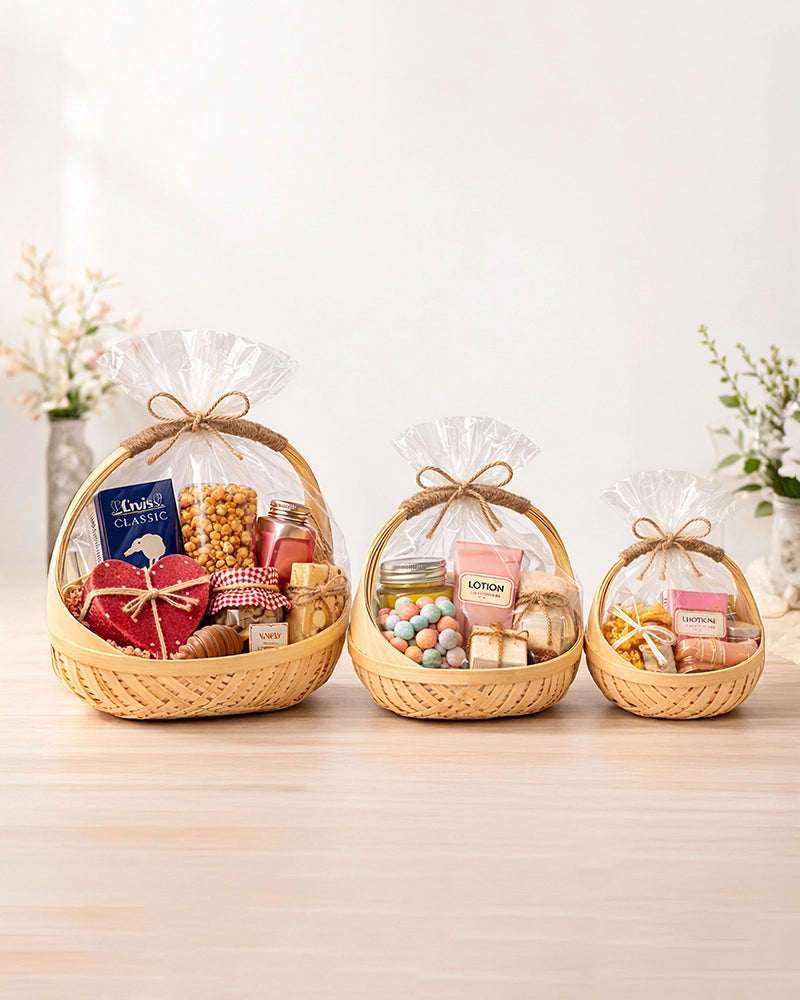 Handwoven Bamboo Baskets with Handles for Kitchen and Home Organization (Set of 3)