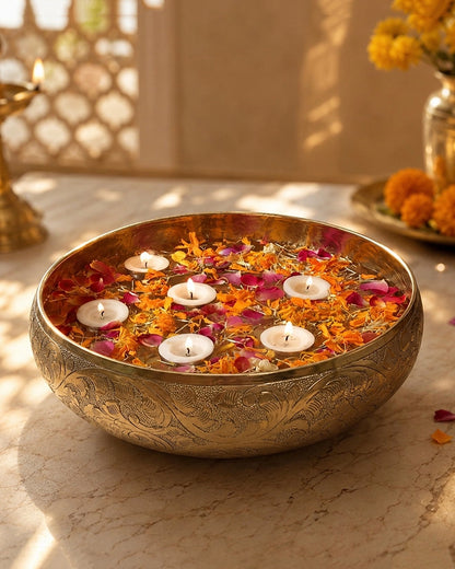 Premium Decorative Handcrafted Urli Bowl for Flowers and Floating Candles