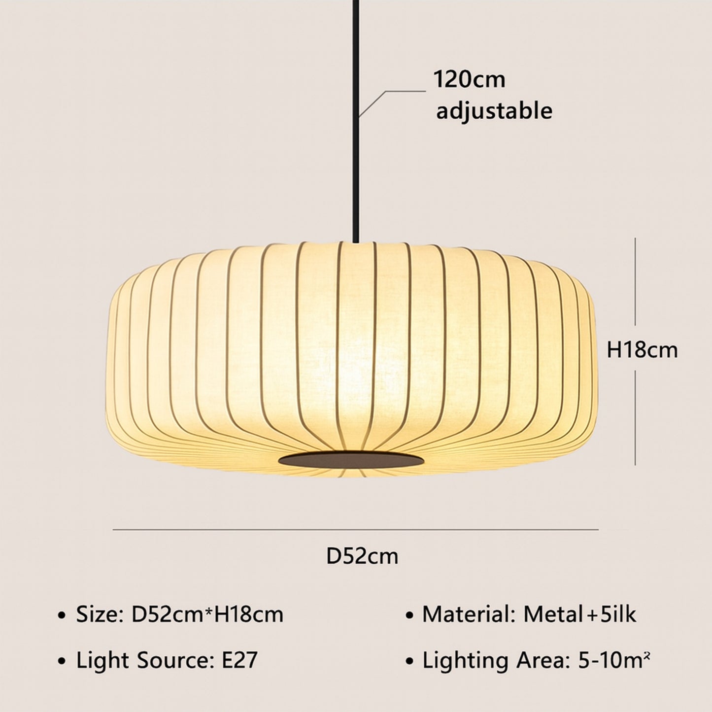 Fabric Pendant Lampshade for Living Room and Dining Area