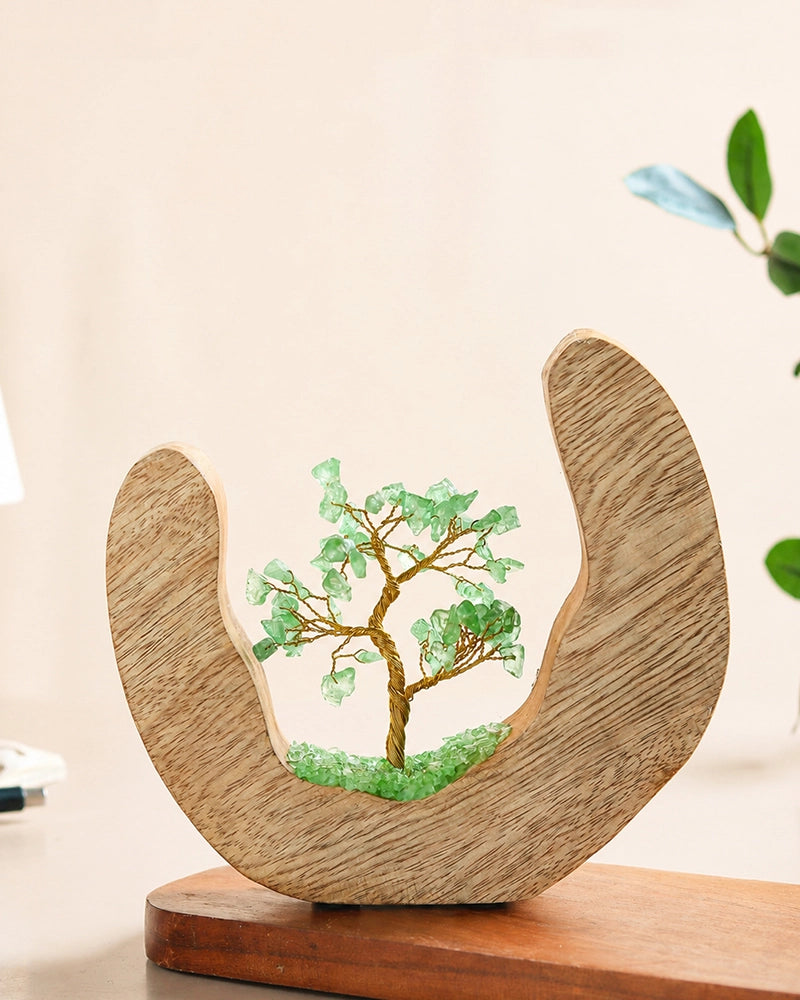 Green Aventurine Feng Shui Tree with Golden Wire