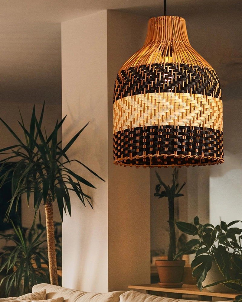 Rustic Rattan Hanging Lamp for Living Room and Bedroom