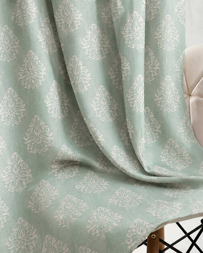 Modern Jacquard Door Curtain in Eyelet Style (Blue, 7 ft)
