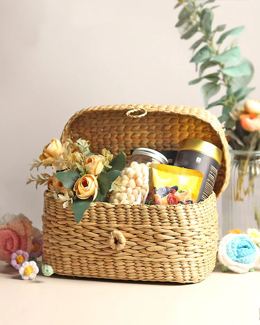 Handwoven Seagrass Tissue Box for Desk, Living Room & Bedroom