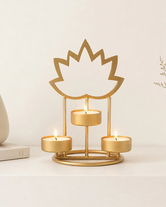 Lotus Shaped Metal Candle Holder Lights for Home Decor
