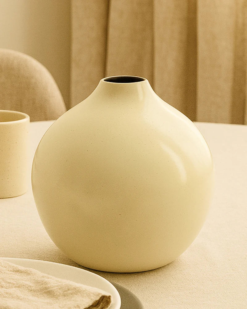 Decorative Metal Vase for Living Room Shelf Console and Table Centerpiece