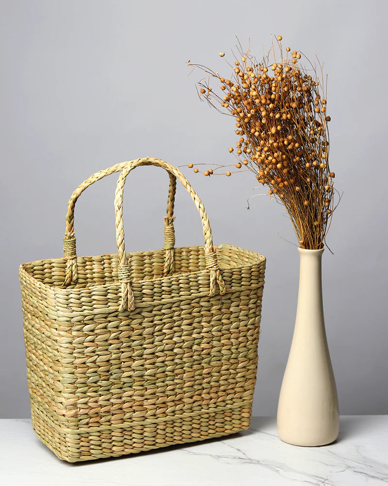 Handcrafted Seagrass Tote Bag for Shopping, Storage & Outdoors