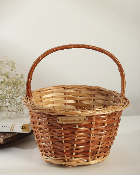 Handcrafted Wicker Round Basket for Fruits, Flowers, and Home Storage