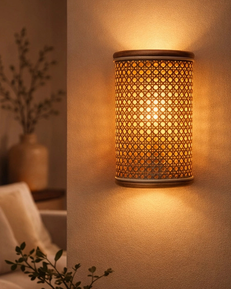 Artistic Rattan Wall Decor Light for Cafe and Restaurant
