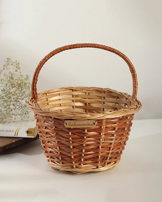 Handcrafted Wicker Round Basket for Fruits, Flowers, and Home Storage