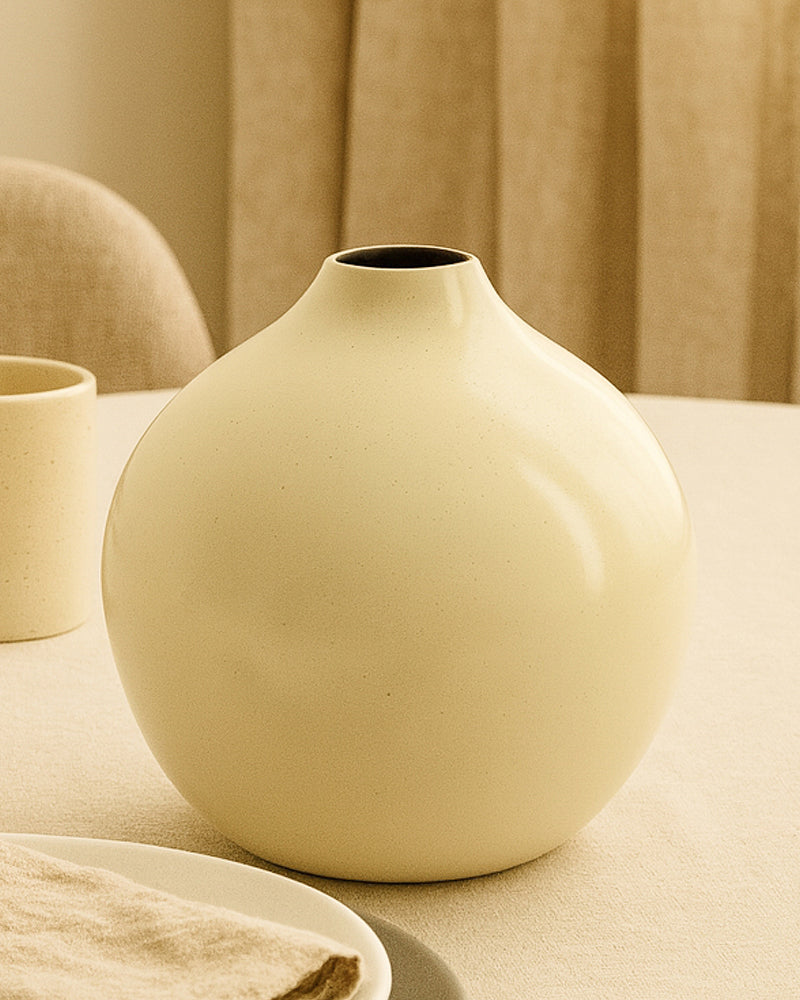 Decorative Metal Vase for Living Room Shelf Console and Table Centerpiece