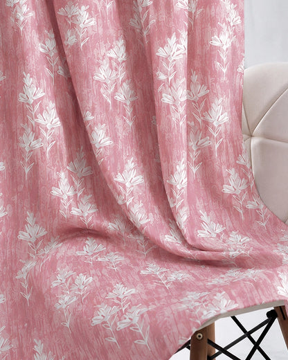 Elegant Polyester Door Curtain with Eyelets (Pink, 7 ft)