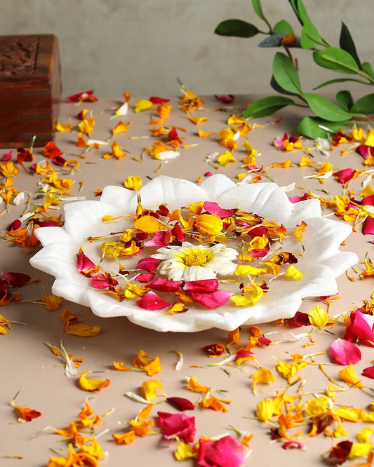 Handcrafted Marble Urli for Floating Flowers, Festive Decor, and Showpiece Use