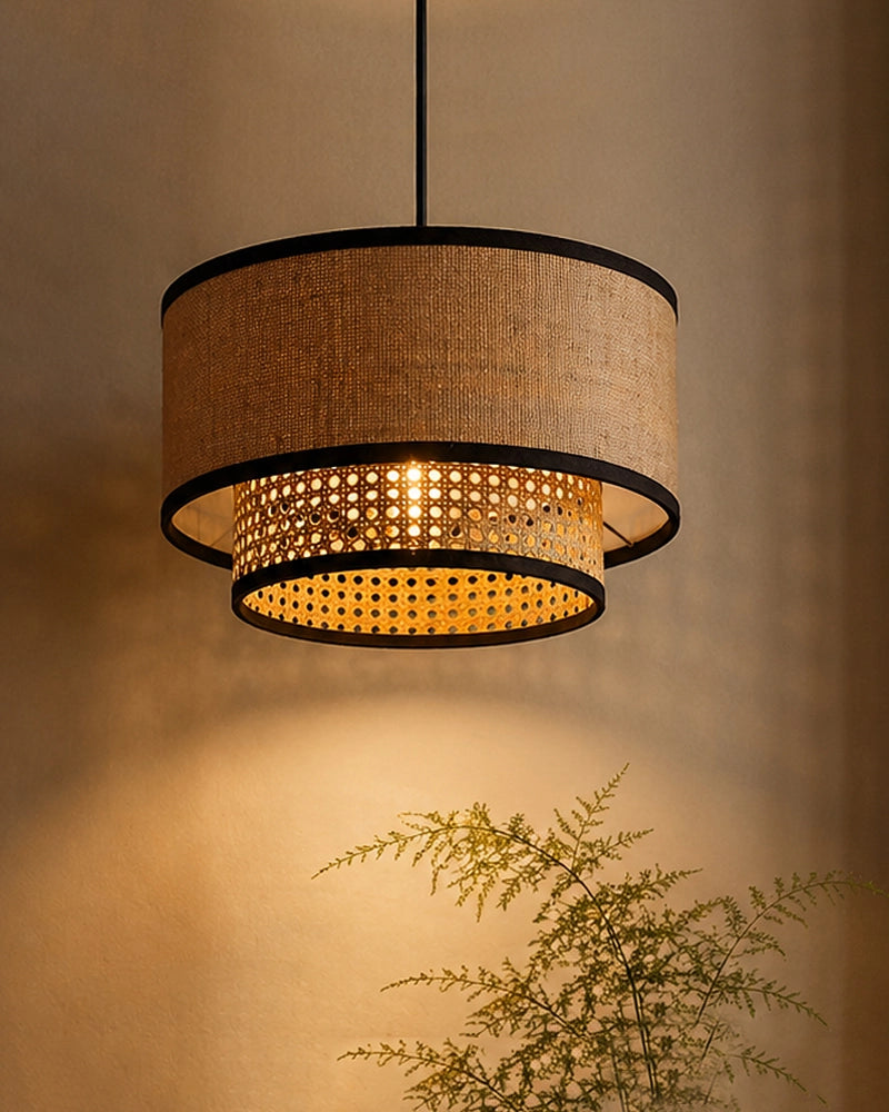 Cane Cylinder Ceiling Lamp for Living Room Bedroom & Balcony