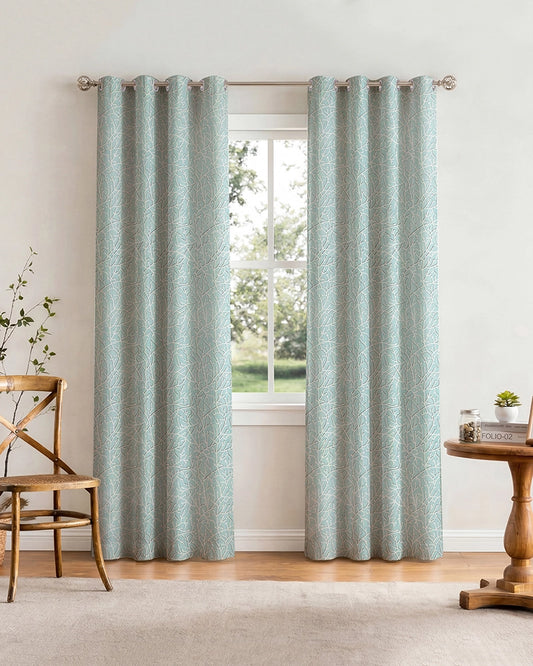 Classic Polyester Door Curtain with Eyelets (Blue, 7 ft)