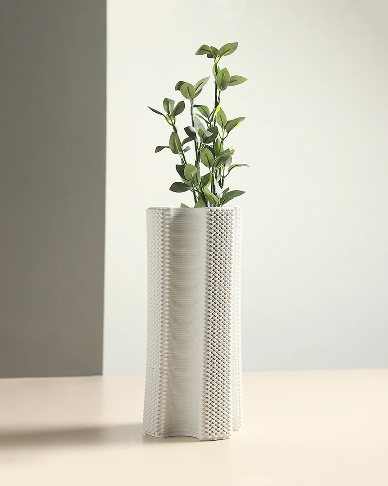 Elegant White Ceramic Vase for Bookshelf Styling