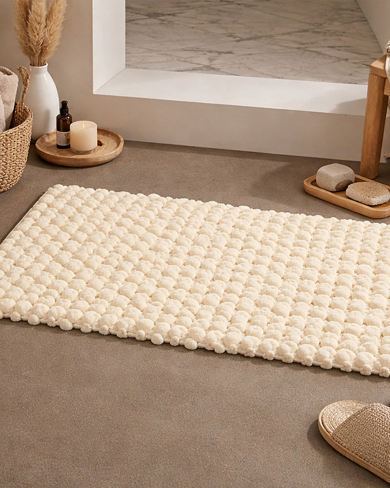 Cotton Bathroom Door Mat with Non Slip Backing and Soft Texture