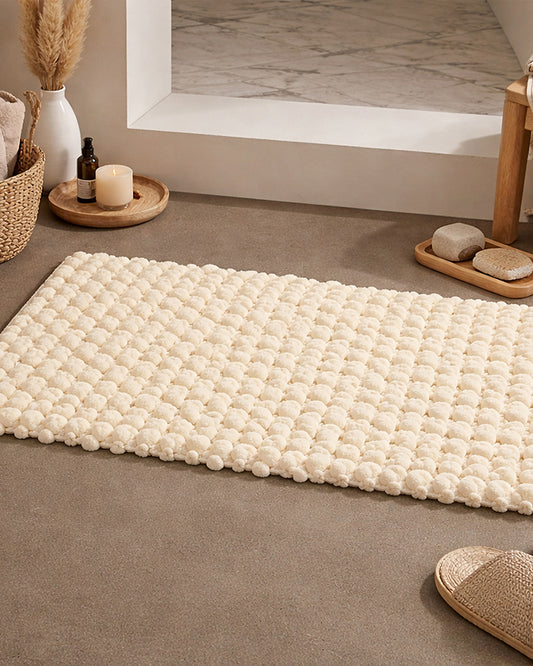 Cotton Bathroom Door Mat with Non Slip Backing and Soft Texture