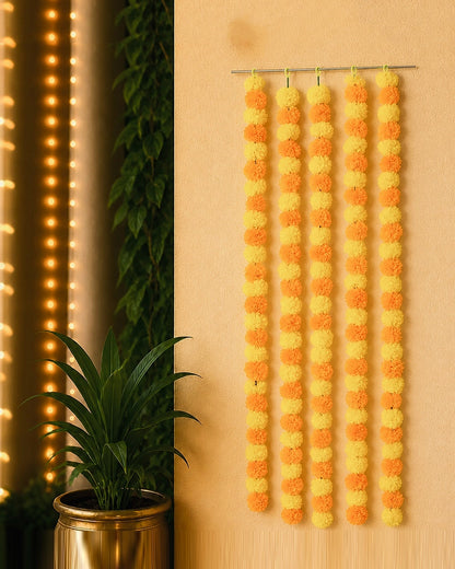 Classic Artificial Indian Flower Garland Set of 5 for Mandir & Celebrations