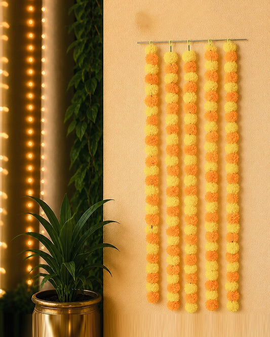 Classic Artificial Indian Flower Garland Set of 5 for Mandir & Celebrations