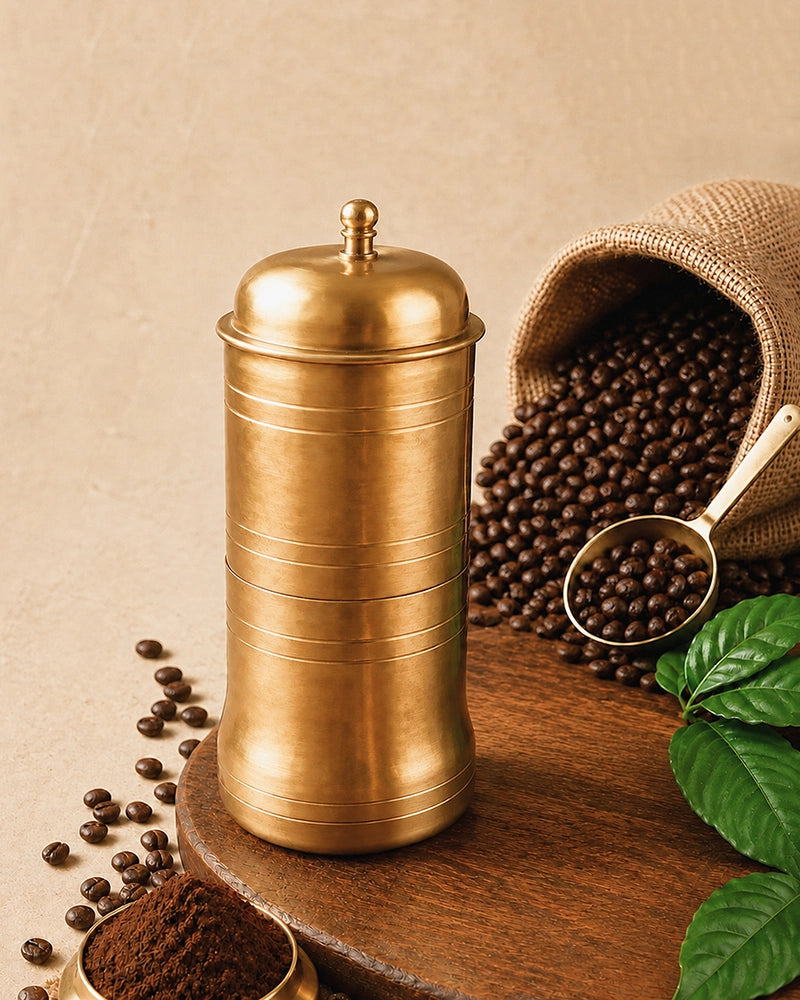 100 % Brass South Indian Reusable Drip Coffee Maker, 2-4 cups