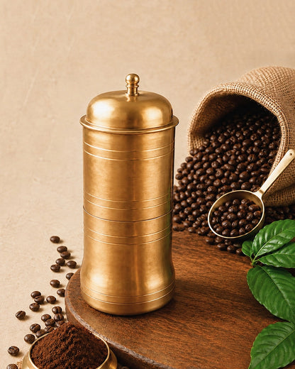 100 % Brass South Indian Reusable Drip Coffee Maker, 2-4 cups