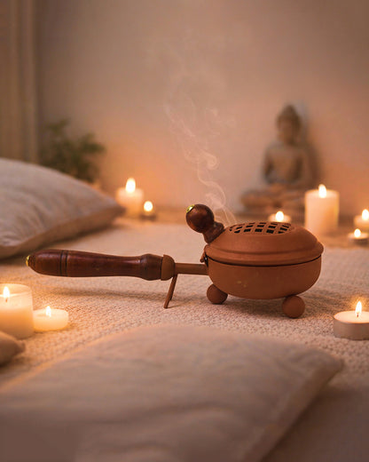 Handcrafted Metal Dhoopdani for Pooja Items and Religious Ceremonies