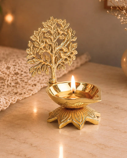 100% Pure Brass Kalpavriksha Deepak for Puja and Temple Décor