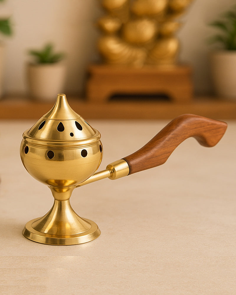 Exclusivelane Brass Dhoop Dani for Aarti, Puja, and Meditation Spaces
