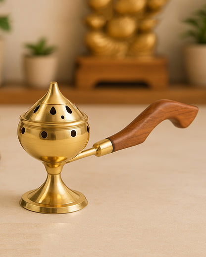 Exclusivelane Brass Dhoop Dani for Aarti, Puja, and Meditation Spaces