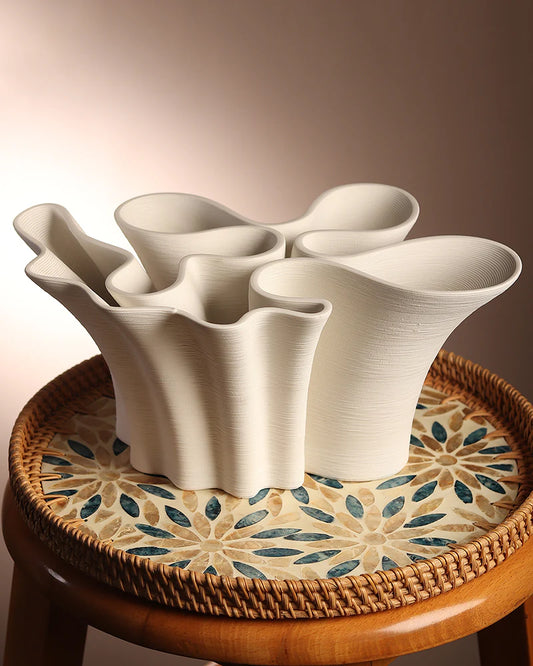Flat Bottom Ceramic Vase for Tabletop Stability