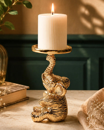 Decorative Elephant Pillar Candle Holder for Home & Festive Decoration