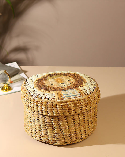 Storage Box with Lid | Round Gift Box | Seagrass Organiser Boxes