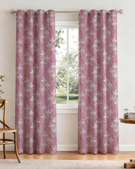 Elegant Polyester Door Curtain with Eyelets (Pink, 7 ft)