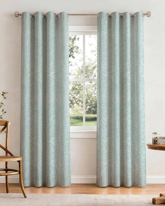 Classic Polyester Door Curtain with Eyelets (Blue, 7 ft)