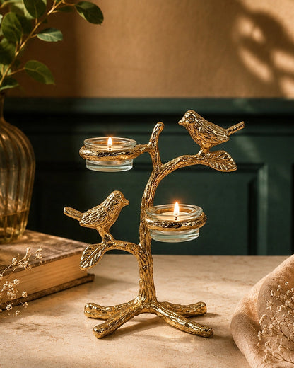 Romantic Love Birds Tree Candle Holder for Home Décor & Gifting