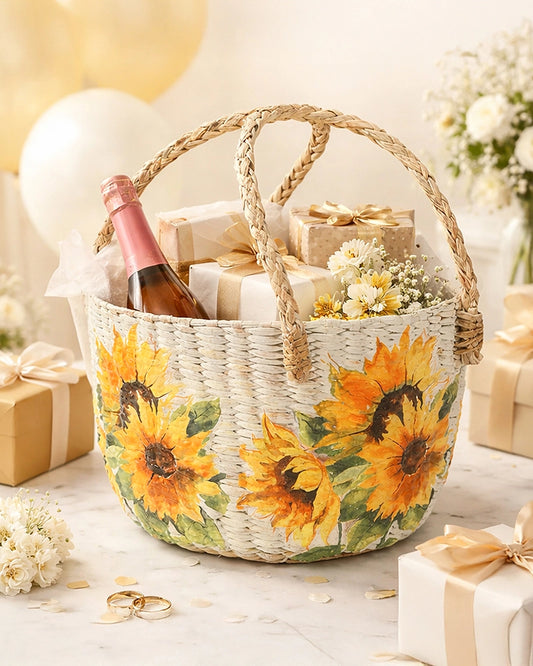 Decorative Seagrass Fruit Hamper Basket for Home and Table Display