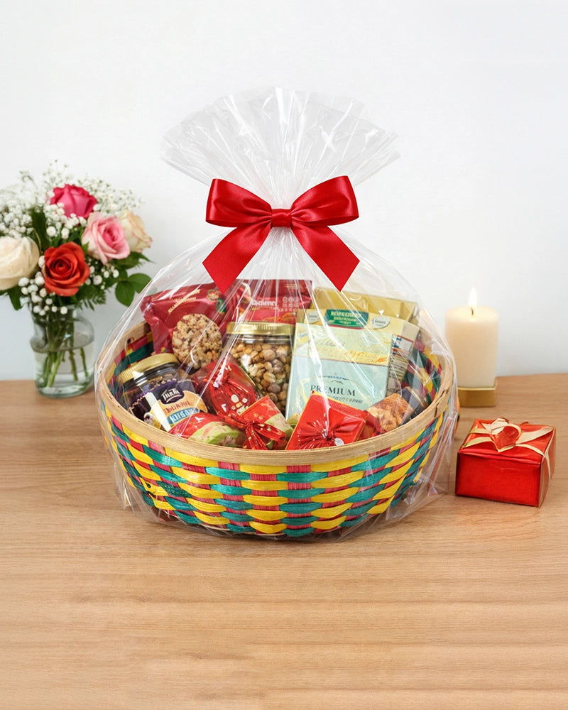 Handwoven Bamboo Fruit Basket for Kitchen and Home Organization
