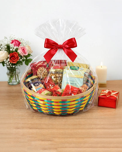 Handwoven Bamboo Fruit Basket for Kitchen and Home Organization