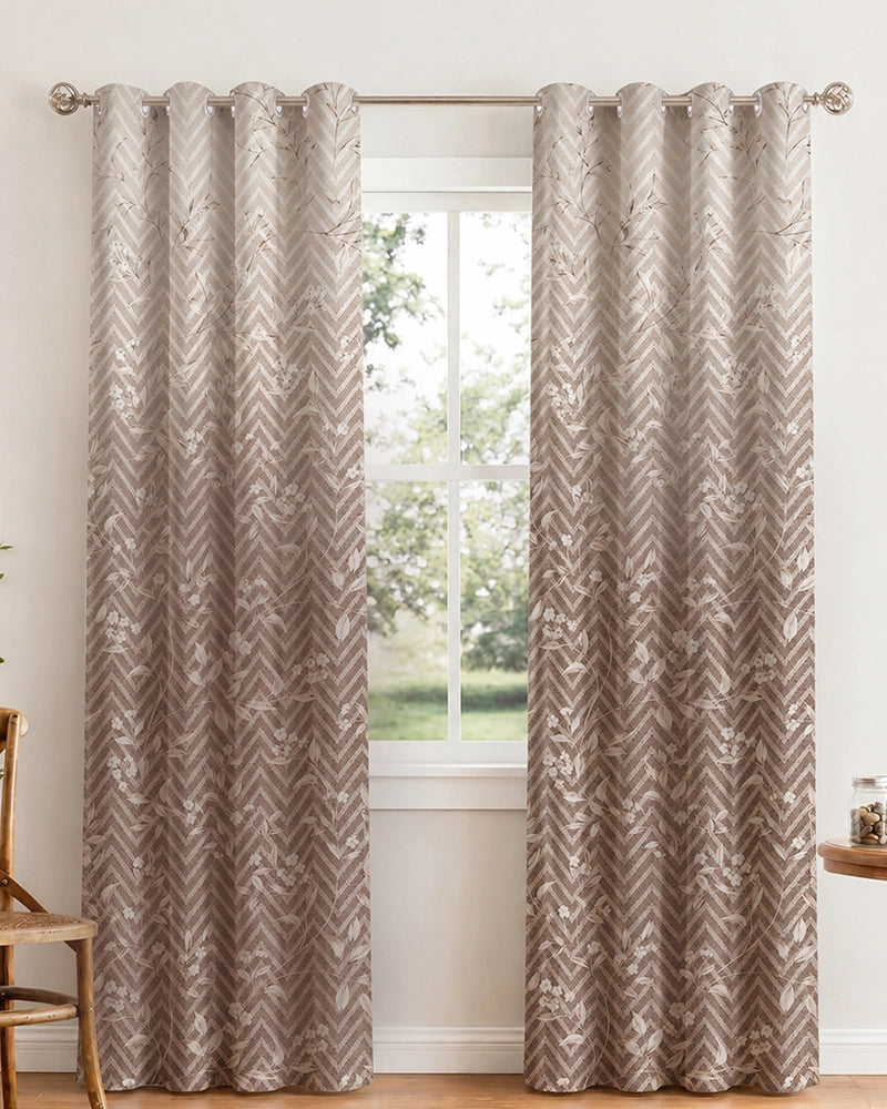 Premium Polycotton Eyelet Door Curtain (Brown, 7 ft)