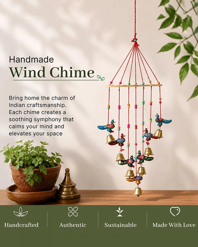 Handcrafted Peacock Wind Chime for Door, Balcony & Wall Decoration