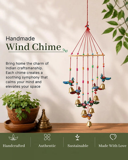 Handcrafted Peacock Wind Chime for Door, Balcony & Wall Decoration