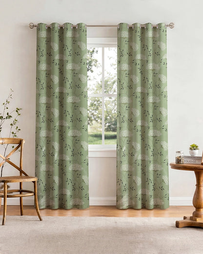 Elegant Polyester Door Curtain with Eyelets (Green, 7 ft)