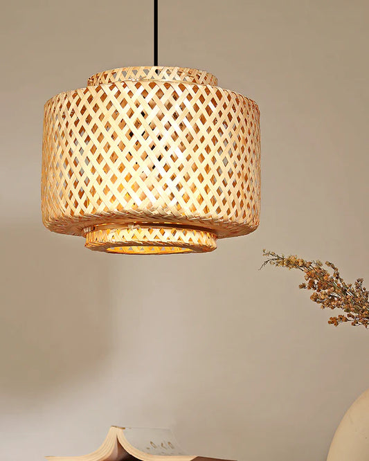 Elegant Cane Hanging Lamp for Living Space and Dining Area