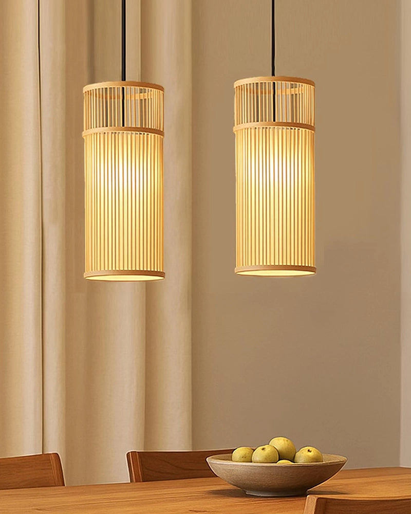 Boho Bamboo Hanging Lamp for Cafe and Home Interiors