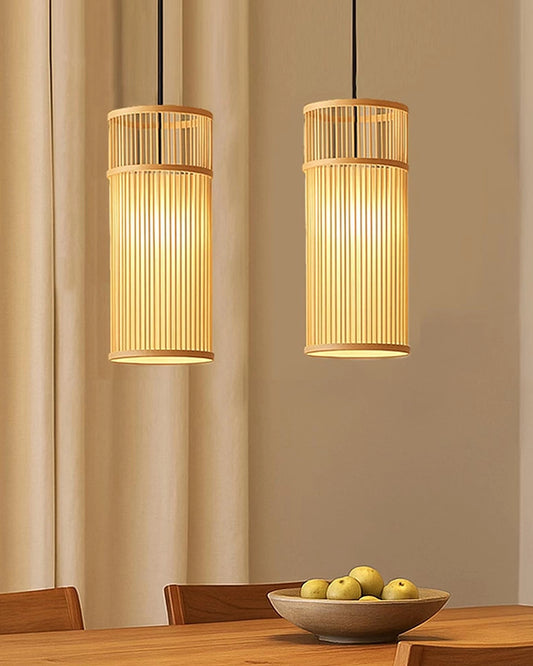 Boho Bamboo Hanging Lamp for Cafe and Home Interiors